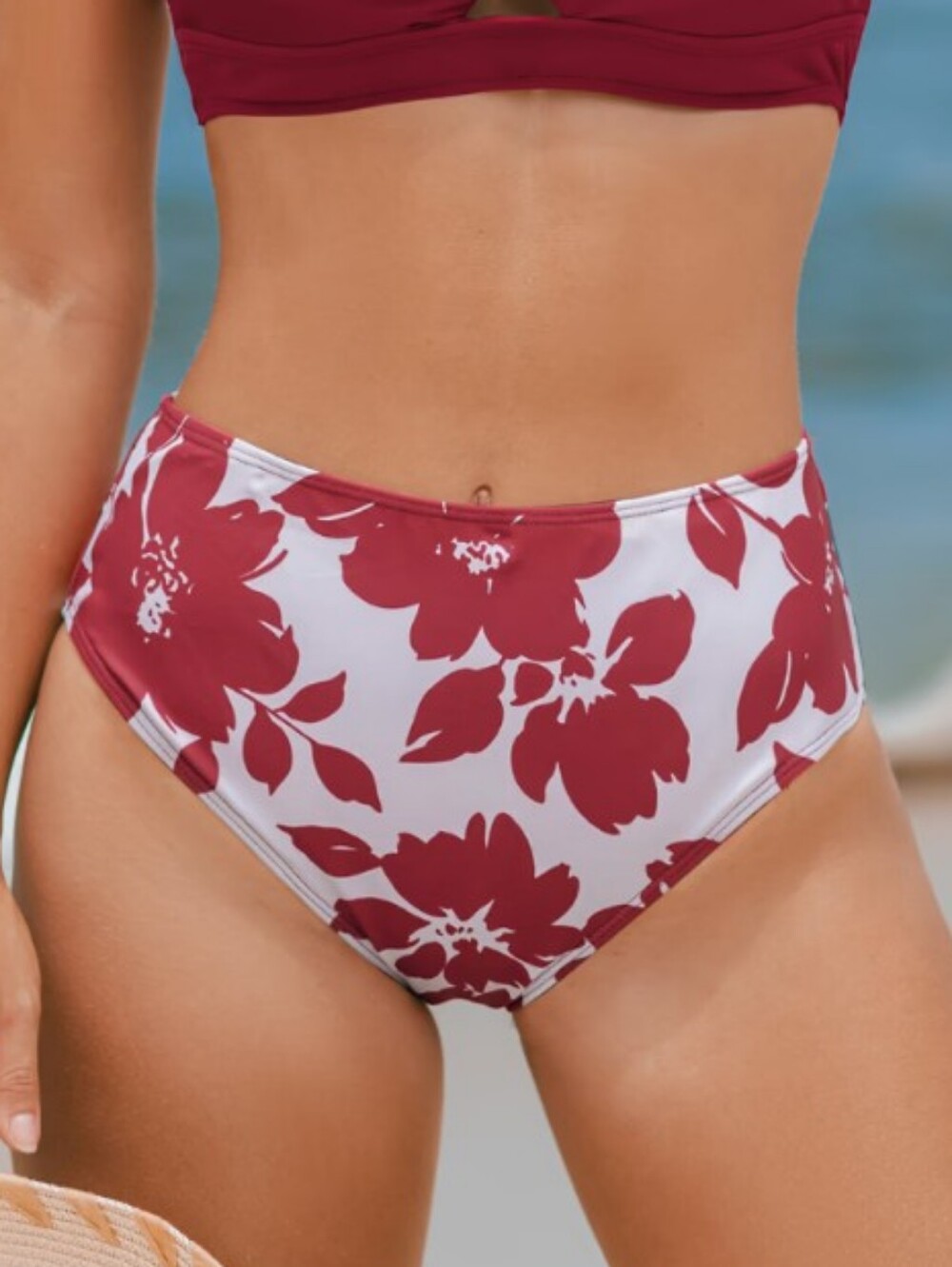 Cupshe Blossom Bay Floral High Waisted Bikini Bottoms